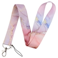 Pink and blue marble pattern neck lanyard with silver metal lobster clasp and loop - Pink & Blue Tie-dye (KP547-16)