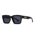 Classic square sunglasses in black with silver arrow metal accents and dark grey lenses - Black Frame Grey Lens Black Legs