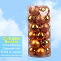 Lot de 24 boules de Noël bronze de 6 cm avec finitions mates et pailletées brillantes - 6cm (Lot de 24) / Orange
