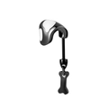 Unique dog bone shaped stud earrings in black and silver finishes with screw back - Right Black Ear + Bone (A478-4)