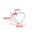 Polished silver hollow heart pendant accessory for DIY jewelry, 15mm size with 4.5mm hole - Silver Polished Hollow Heart Pendant 15mm