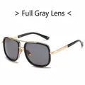 Fashionable square aviator sunglasses with black frames and grey lenses in gold finish - Black Frame Grey Lens