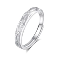 Anillo minimalista de plata S925 para parejas con textura de lava y banda ajustable - Abierto Ajustable / Color Oro Blanco (Hombres)