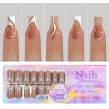 150pcs nude and white french wave soft gel nail tips set with 15 different sizes - French 5-in-1 Press-on Nails 01