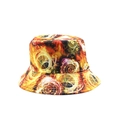 Steampunk pattern reversible bucket hat with gear and mechanical clock print for sun shade - One Size / Orange & Yellow Mechanical Gear Print (03)