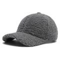 Casquette de baseball grise en polaire pour hommes et femmes en laine d'agneau - Réglable / Gris