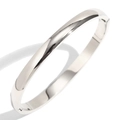 Minimalist 4mm wide polished stainless steel bangle with a hinged silver-finish design - 6mm Width / Steel