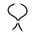 Pulsera de cordón trenzado negro con dije deslizante Árbol de la Vida dorado y puntas - Pulsera: 19