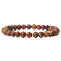 Natural spotted jasper stone beaded bracelet with 6mm round brown and grey mineral beads - Leopard Skin Jasper
