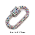 Oval silver screw clasp connector with colorful cubic zirconia for jewelry making - Style 41 (Silver Multi-color Zircon Oval Clasp)