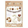 Retro cream and caramel number 2 balloon set with heart shapes and birthday banner - FG22 Cream Series Number 2 + Banner