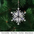 73mm iridescent acrylic snowflake hanging ornaments for Christmas tree decor 6-pack - 73mm Iridescent Glitter Snowflake