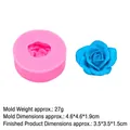Pink silicone 3D rose mold with blue resin flower and specific size measurements - 3#B1156 Pink
