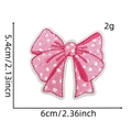 Pink polka dot embroidered bow patch for clothing decoration 6cm x 5.4cm size - Pink Bow Patch Style 10