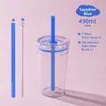 450ml royal blue Tritan straw cup set including reusable straw and stainless steel brush - 450ml / Sapphire Blue