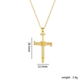 Collana con ciondolo a croce dorata stile chiodo con cristalli e dimensioni visibili - Oro con zircone bianco