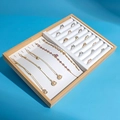 Bamboo wood jewelry display tray with white velvet lining and multiple ring storage slots - Dual-Use Tray