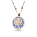 Collana con medaglia segno Cancro in oro rosa, smalto azzurro e catena a sfere - Cancro (KN196864-K)