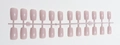 Macro view of glossy pink long square press-on nails on professional layout carrier - Glossy Nude (CFL-26)