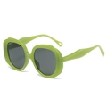 Lime green oversized round sunglasses with wavy frames and dark grey lenses - Lime Green Frame/Dark Grey Lens / Green