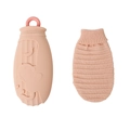 Borsa dell'acqua calda in silicone rosa con fodera in maglia e motivo scimmia - 500ml / Stile Scimmia / Rosa