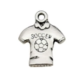 Silver sports soccer jersey pendant in metal finish for DIY jewelry necklaces - Soccer Jersey