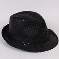 Classic black sequin jazz hat for magic performances and stylish stage appearances - Black / 58cm (Adult)
