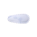 White embroidered fabric snap hair clip with floral patterns and wavy edges - White Embroidered Flower (26)