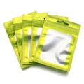 Neon yellow aluminum foil resealable bag with clear window and hanging hole 5-pack - Green
