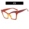 Translucent amber red cat eye frame glasses with oversized fashion design in C5 color - Inner Yellow Brown and Jujube Red