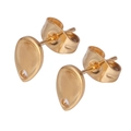 Makroansicht vergoldeter Tropfen-Ohrstecker mit Öse und Schmetterlingsverschluss für DIY - 5x8mm/Gold/Wassertropfen
