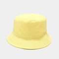Foldable light yellow cotton bucket hat with parallel stitching on plain background - Light Yellow