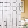 Thickened PEVA shower curtain with black and white checkered pattern for bathroom - Thickened Black And White Grid (C0APG)