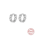 Minimalist S925 sterling silver chain link hoop earrings in silver finish for women - White Gold (Chain)