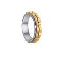 Anello girevole in acciaio al titanio con ingranaggio dorato e fascia argento - US 9 / Argento & Oro