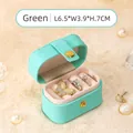 Mini portable mint green PU leather jewelry travel case with ring storage slots - Mini Blue