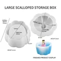 Detailed silicone mold set for creating scalloped storage jars with matching lids - Large Scalloped Storage Box (Base + Lid)