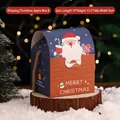 Christmas Santa Claus gift box in deep blue and red with gold rope handle, 10x12.5x9cm - 10*12.5*9cm / Dark Blue