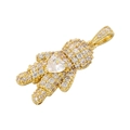Pendentif cœur luxueux plaqué or 18 carats avec cristaux colorés et diamants - Or Zircon Blanc