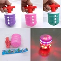 LED light-up music spinning top toy set with launching handles in multiple colors - Macaron Color Music Wood Finish Gyro