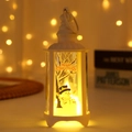 Weiße Weihnachts-LED-Laterne mit Schneemann-Design und warmem Kerzenlicht für Deko - Schneemann