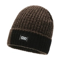 Men's winter knit beanie in brown and black chenille with a stylish GD logo patch - Coffee