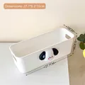 Weiße Kunststoffbox mit Cartoon Hund 27,7x9,3x10cm Schreibtisch Organizer für Schreibwaren - Weißer Hohler Stil mit Schwitzendem Hunde-Aufnäher / Langer Stil (27.7x9.3x10cm)