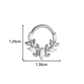 Silver titanium threadless labret stud with five marquise zircon leaf motifs - Vine Leaf Style (T2557-2#Silver)