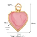Pink heart-shaped copper pendant with gold edges and pink marble texture enamel - Pink Marble Heart-L284480