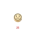 Close-up of golden stainless steel mirror-polished round bead with neutral emoji engraving - Expression 25