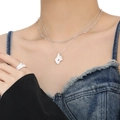 Set collana a doppio strato e anello in argento S925 irregolare con pietra ambrata - Argento 925 / Argento