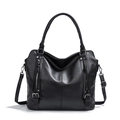Borsa tote nera in pelle PU da donna con manici superiori e tracolla rimovibile inclusa - Borsa Singola / Nero