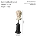 David bust sculpture in cream white with black pedestal base, height 35cm, for home decor - 8237-B David