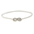 Elastic silver metal skinny waist belt featuring an infinity twist rope buckle for dresses - No.30 Silver